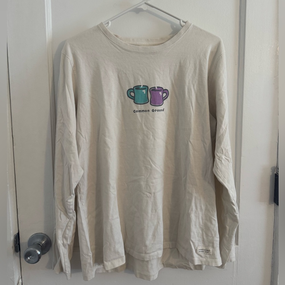 Life is Good White Coffee Long Sleeve Top